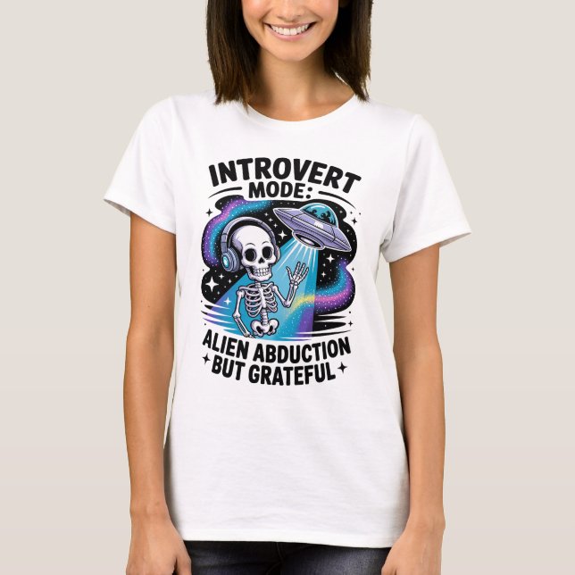 T-shirt Squelette antisocial UFO Funny Space Introvertir (Devant)