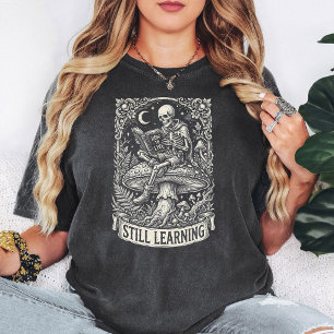 T-shirt Squelette apprenant à vivre dessin gothique vintag