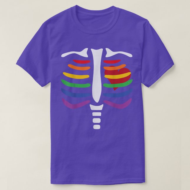 T-shirt Squelette arc-en-ciel LGBT (Design devant)