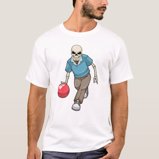 T-shirt Squelette au Bowling avec Bowling ball (Devant)