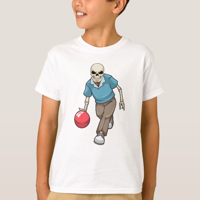 T-shirt Squelette au Bowling avec Bowling ball (Devant)