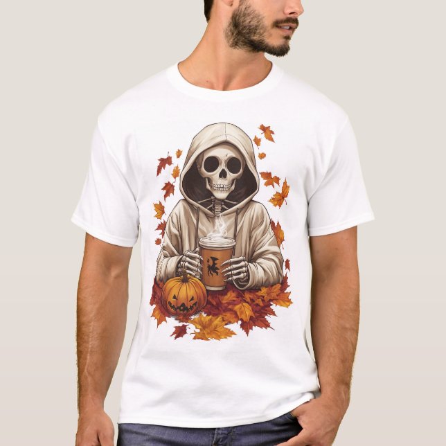 T-shirt Squelette au goût de citrouille épicée (Devant)
