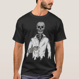 T-shirt Squelette avec café - halloween heureux