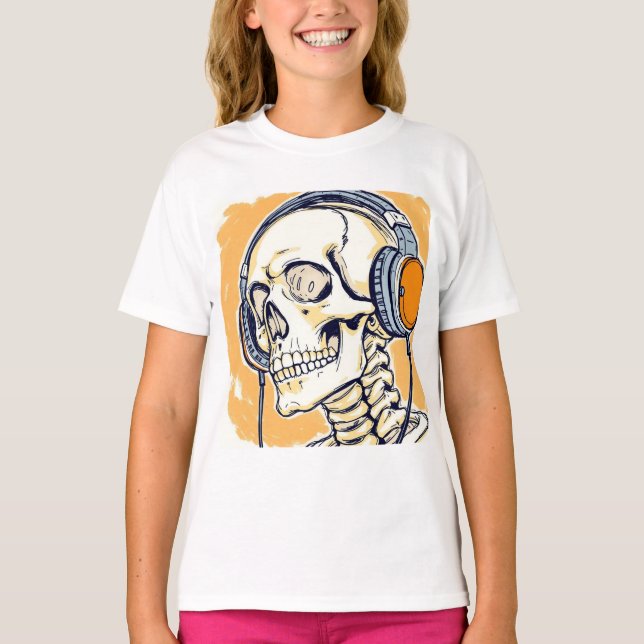 T-shirt Squelette avec casque audio (Devant)