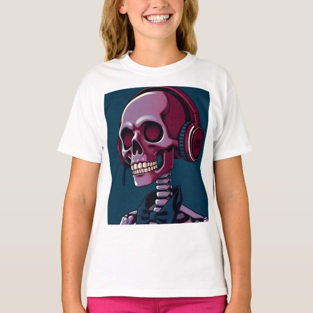 T-shirt Squelette avec casque audio (Devant)