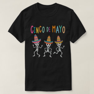 T-shirt Squelette Avec Casquette Drôle Cinco De Mayo