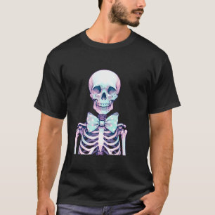 T-shirt Squelette avec Coquette Bow Pastel Goth Halloween