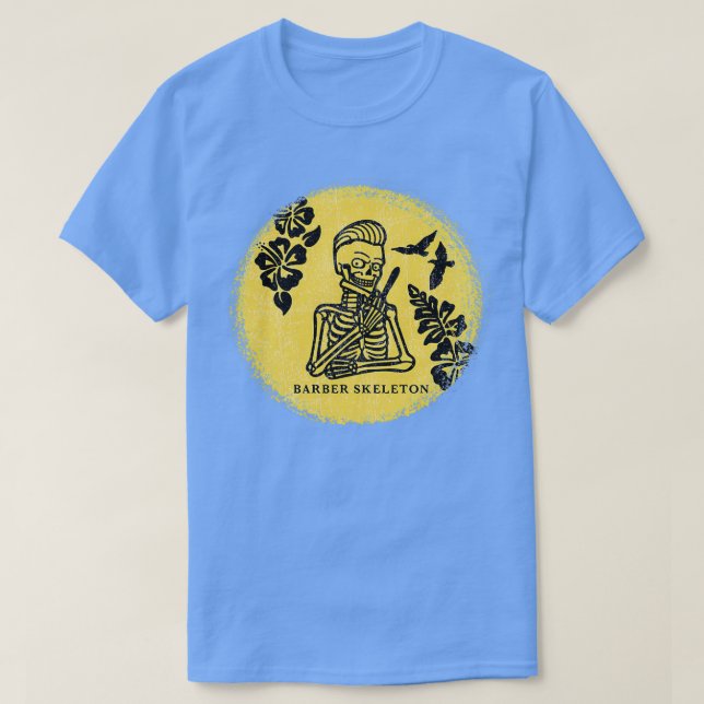 T-shirt Squelette avec couteau-barbier (Design devant)