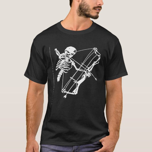 T-shirt Squelette Avec Crâne Bow Amateurs de chasse à l'ar (Devant)