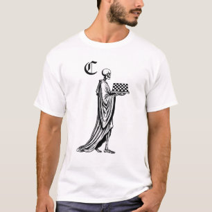 T-shirt squelette avec échiquier