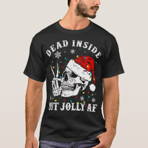 T-shirt Squelette Avec Le Chapeau Du Père Noël Lumières Mo