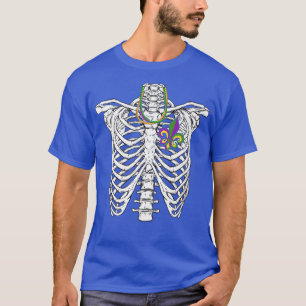 T-shirt Squelette avec perles et cœur de fleur de lis Mard