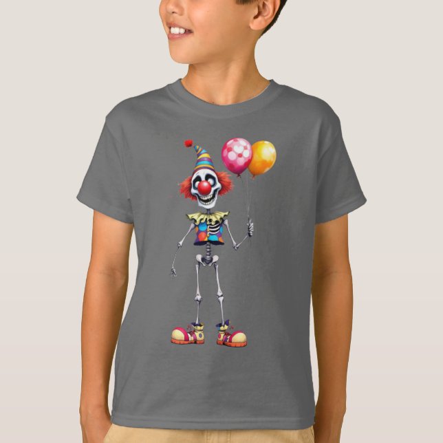 T-shirt Squelette avec un nez clown, Halloween, auteur Nat (Devant)