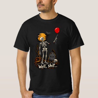 T-shirt Squelette ballon rouge drôle Halloween 2026