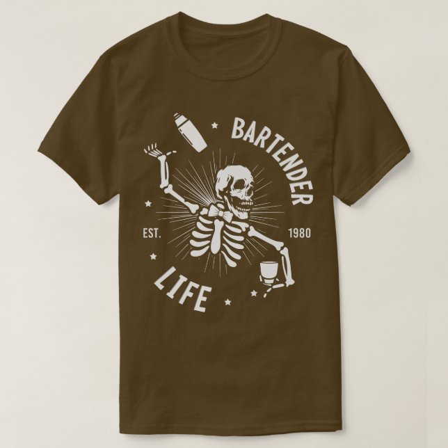 T-shirt Squelette Bartender Life  (Design devant)