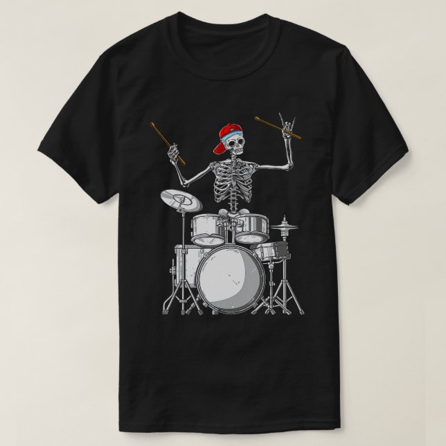 T-shirt Squelette Batteur Halloween Costume Jouer des tamb (Design devant)