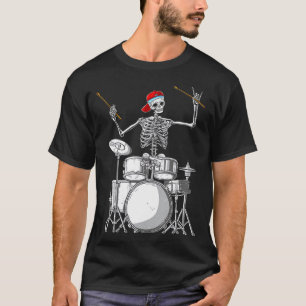 T-shirt Squelette Batteur Halloween Costume Jouer des tamb
