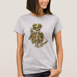 T-shirt Squelette botanique en posture de paix - L'humour