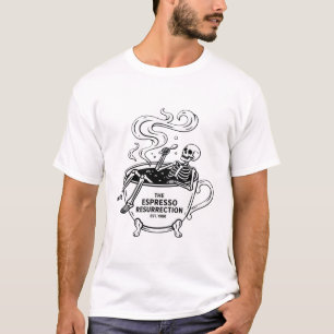 T-shirt Squelette Café Bain Rétro Vintage Amateur d'Espres