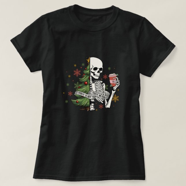 T-shirt squelette café de noël (Design devant)