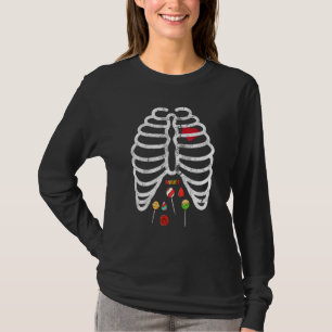 T-shirt Squelette Cage Thoracique Coeur Bonbon Mignon Adul