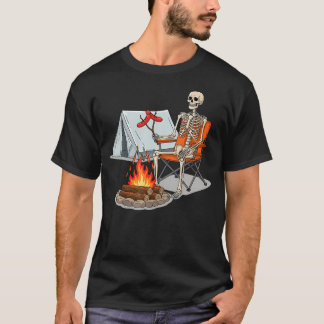 T-shirt Squelette Camping Halloween Feu de camp pour