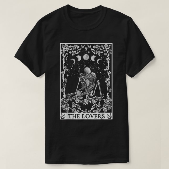 T-shirt Squelette céleste Les amoureux Carte Tarot Lune Li (Design devant)