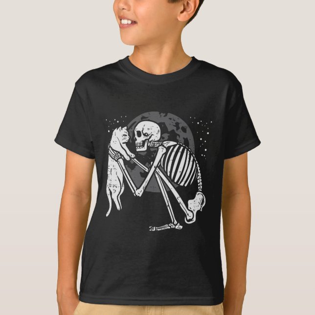 T-shirt Squelette Chat Crâne Kitty Cute Goth Halloween Men (Devant)