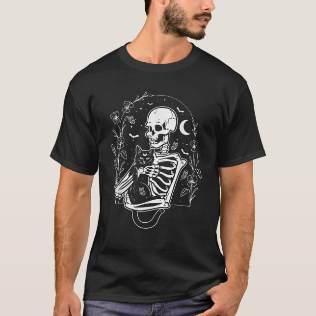 T-shirt Squelette Chat Kitten Lover Grumpy Crâne Propriéta (Devant)