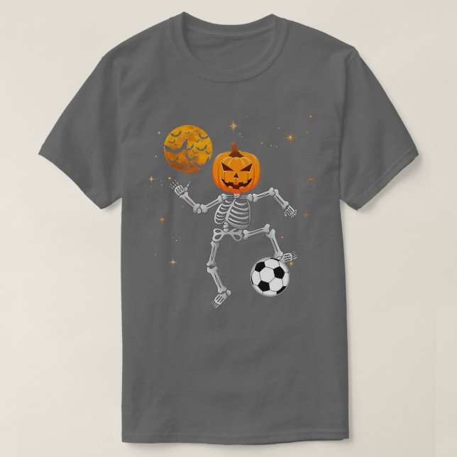 T-shirt Squelette Citrouille Football Halloween Garçons Fi (Design devant)