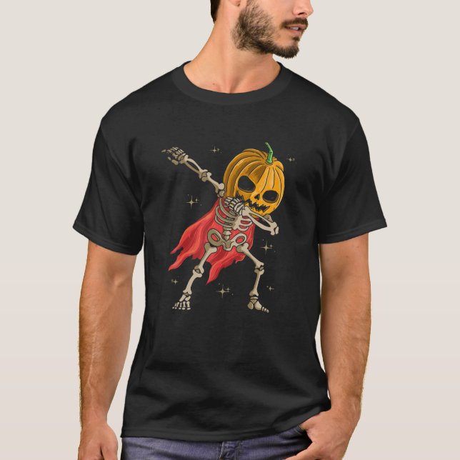 T-shirt Squelette Citrouille tête Dabbing Halloween T (Devant)