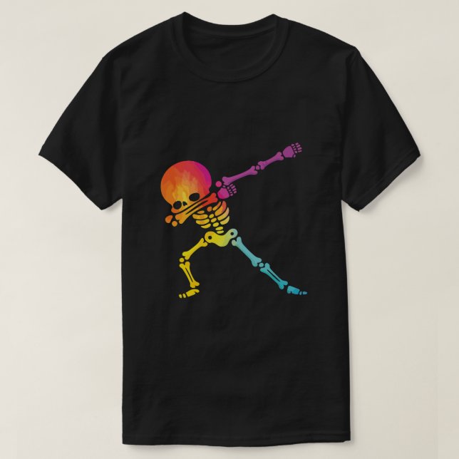 T-shirt Squelette Coloré en Dab (Design devant)
