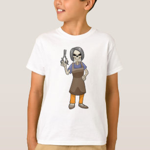 T-shirt Squelette comme coiffeur avec ciseaux