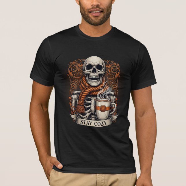 T-shirt Squelette Confortable avec Tasse à Café (Devant)