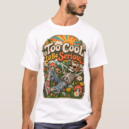 T-shirt Squelette Cool dans un Jardin Fleuri