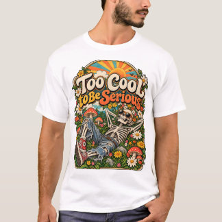 T-shirt Squelette Cool dans un Jardin Fleuri