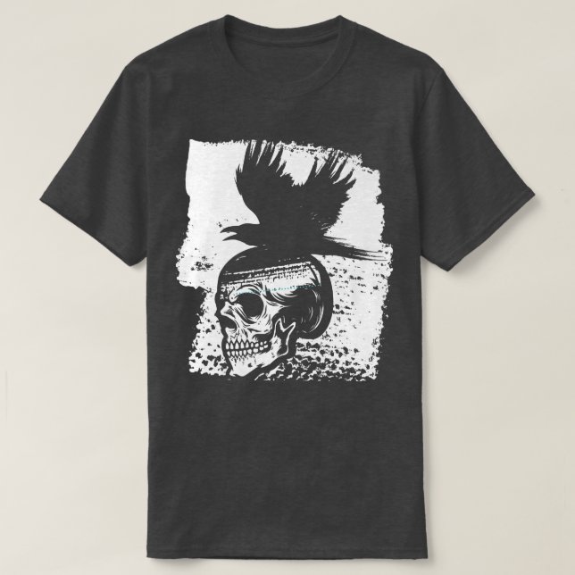 T-shirt Squelette Corbeau Satanisme gothique Occulte Horre (Design devant)