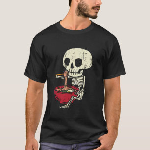 T-shirt Squelette Crâne Manger Ramen mignon Anime Hallowee