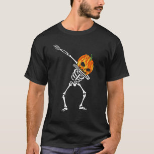 T-shirt Squelette Dabbing Tête de Citrouille Halloween Dan