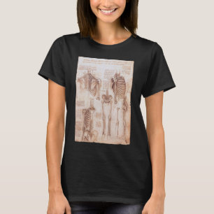 T-shirt Squelette d'anatomie humaine de Léonard de Vinci