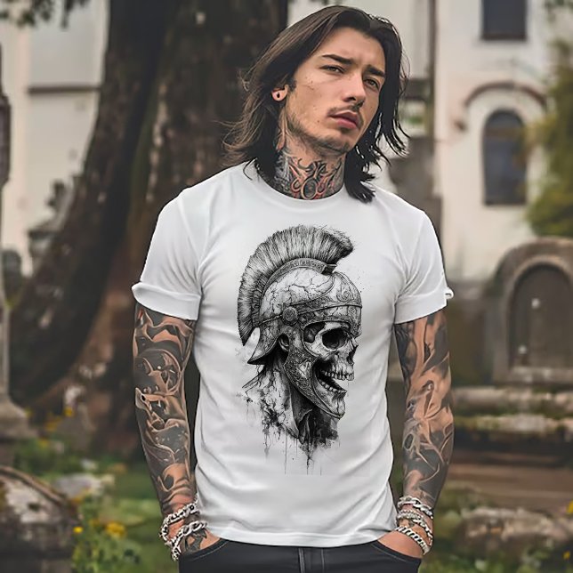 T-shirt Squelette dans un casque romain (Créateur téléchargé)