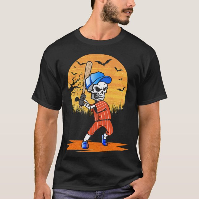 T-shirt Squelette de baseball américain Halloween football (Devant)