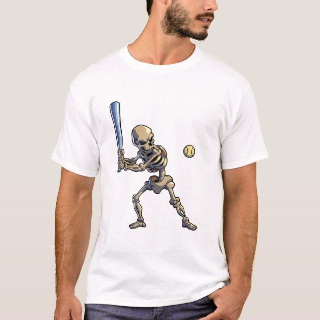 T-shirt Squelette de baseball Halloween (Devant)