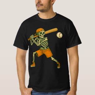 T-shirt Squelette de baseball pour Halloween Hommes Femmes