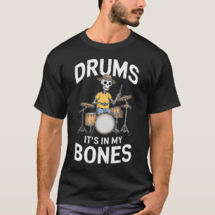 T-shirt Squelette de batteur drôle qui joue