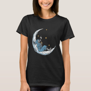 T-shirt Squelette de café d'Halloween assis sur la demi-lu