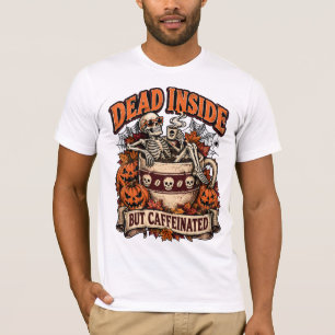T-shirt Squelette de café mort à l'intérieur mais caféiné