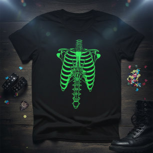 T-shirt Squelette de Cage Thoracique et Empreinte de Main