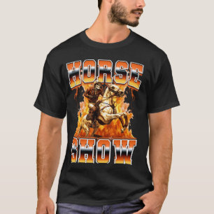 T-shirt Squelette de cheval de show équestre Style Bootleg