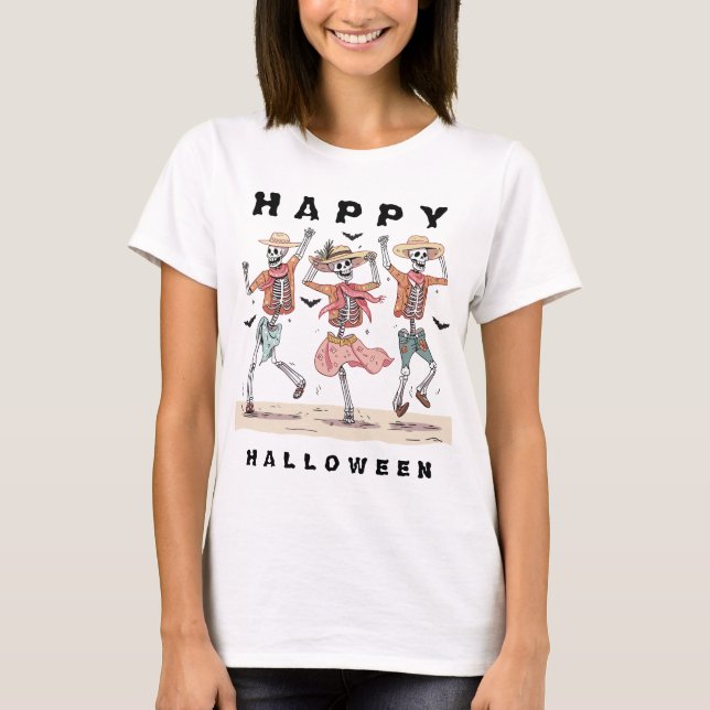 T-shirt Squelette de danse drôle Halloween (Devant)